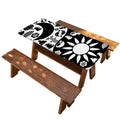 Black And White Japanese Yin Yang Print Picnic Table Cover