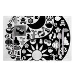 Black And White Japanese Yin Yang Print Placemat