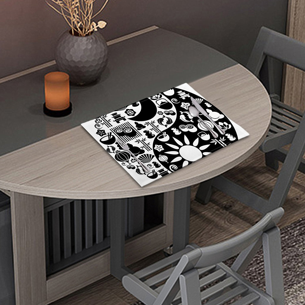 Black And White Japanese Yin Yang Print Placemat