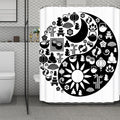 Black And White Japanese Yin Yang Print Polyester Shower Curtain