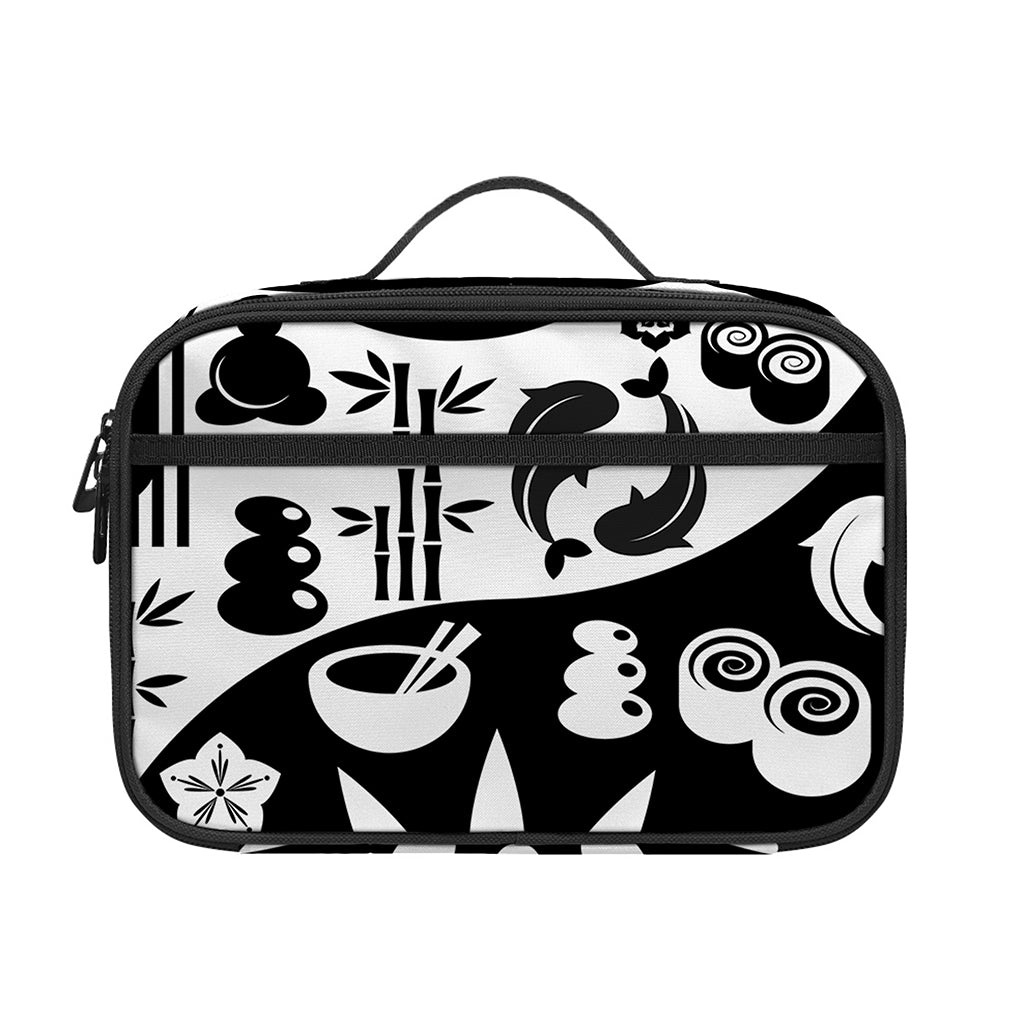 Black And White Japanese Yin Yang Print Portable Lunch Bag