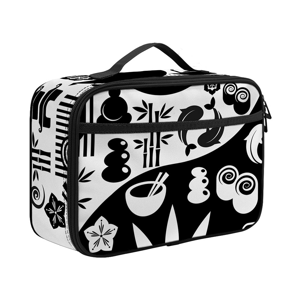 Black And White Japanese Yin Yang Print Portable Lunch Bag