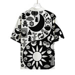 Black And White Japanese Yin Yang Print Rayon Hawaiian Shirt