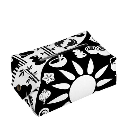 Black And White Japanese Yin Yang Print Rectangle Tissue Box Cover