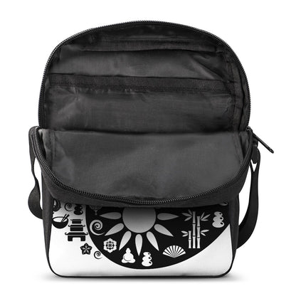 Black And White Japanese Yin Yang Print Rectangular Crossbody Bag