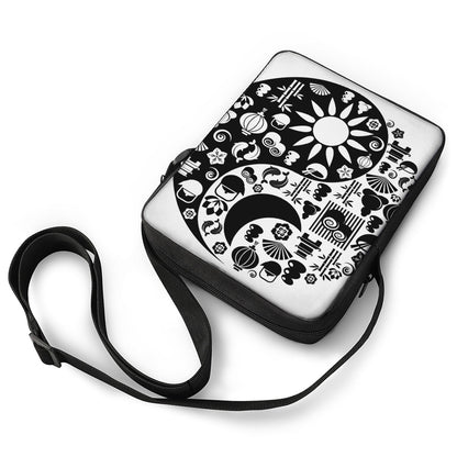 Black And White Japanese Yin Yang Print Rectangular Crossbody Bag