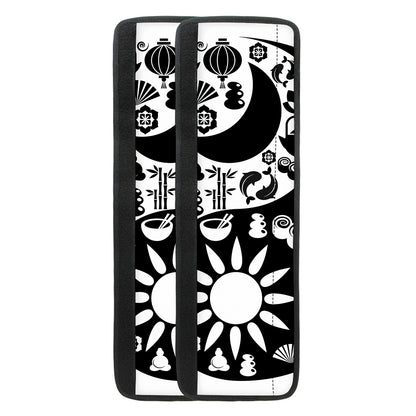 Black And White Japanese Yin Yang Print Refrigerator Handle Covers