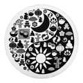 Black And White Japanese Yin Yang Print Round Blanket