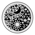 Black And White Japanese Yin Yang Print Round Floor Mat