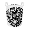 Black And White Japanese Yin Yang Print Round Laundry Basket
