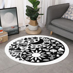 Black And White Japanese Yin Yang Print Round Rug