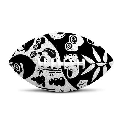 Black And White Japanese Yin Yang Print Rugby Ball