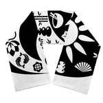 Black And White Japanese Yin Yang Print Scarf