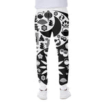 Black And White Japanese Yin Yang Print Scuba Joggers