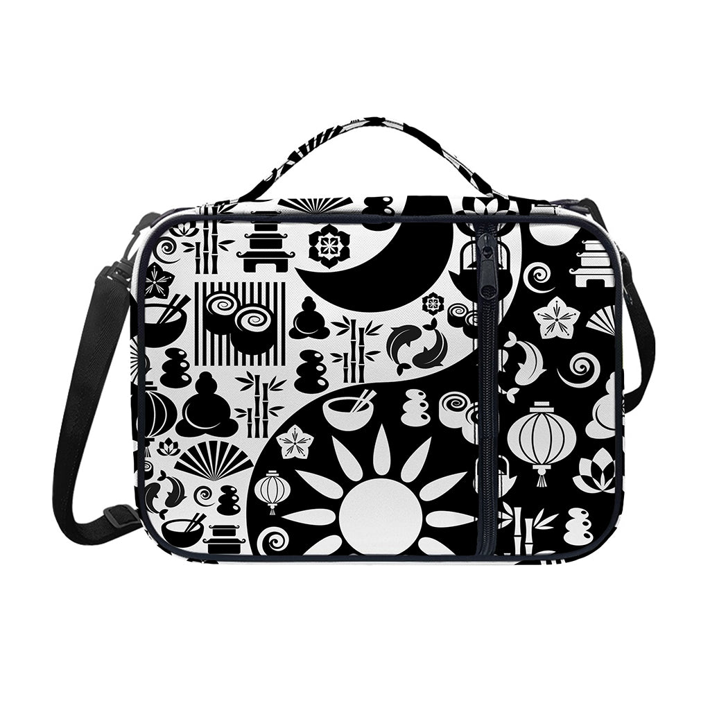 Black And White Japanese Yin Yang Print Shoulder Strap Bible Bag