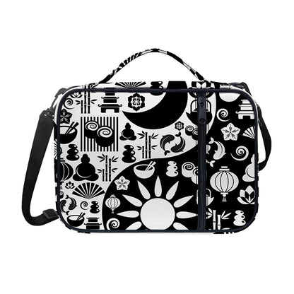 Black And White Japanese Yin Yang Print Shoulder Strap Bible Bag