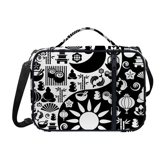 Black And White Japanese Yin Yang Print Shoulder Strap Bible Bag