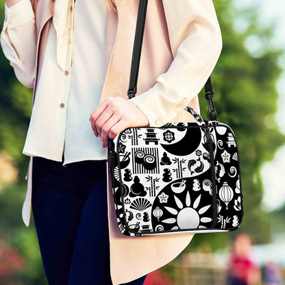 Black And White Japanese Yin Yang Print Shoulder Strap Bible Bag