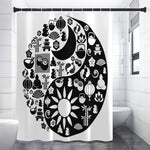 Black And White Japanese Yin Yang Print Shower Curtain