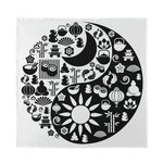 Black And White Japanese Yin Yang Print Silk Bandana