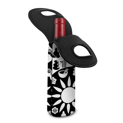 Black And White Japanese Yin Yang Print Single Neoprene Wine Tote