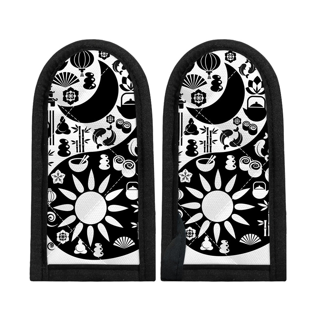 Black And White Japanese Yin Yang Print Skillet Handle Cover