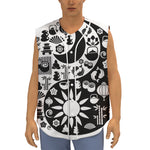 Black And White Japanese Yin Yang Print Sleeveless Baseball Jersey