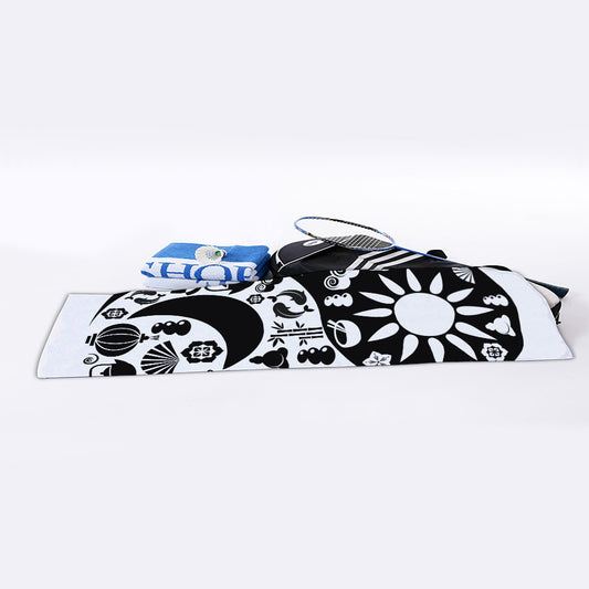 Black And White Japanese Yin Yang Print Sports Towel
