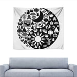 Black And White Japanese Yin Yang Print Tapestry