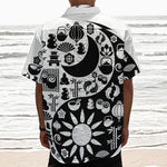 Black And White Japanese Yin Yang Print Textured Short Sleeve Shirt