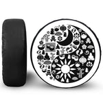 Black And White Japanese Yin Yang Print Tire Cover