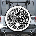 Black And White Japanese Yin Yang Print Tire Cover With Camera Hole