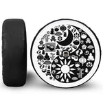 Black And White Japanese Yin Yang Print Tire Cover With Camera Hole