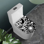 Black And White Japanese Yin Yang Print Toilet Lid Cover