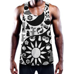 Black And White Japanese Yin Yang Print Training Tank Top