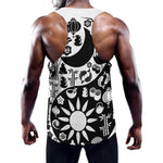 Black And White Japanese Yin Yang Print Training Tank Top