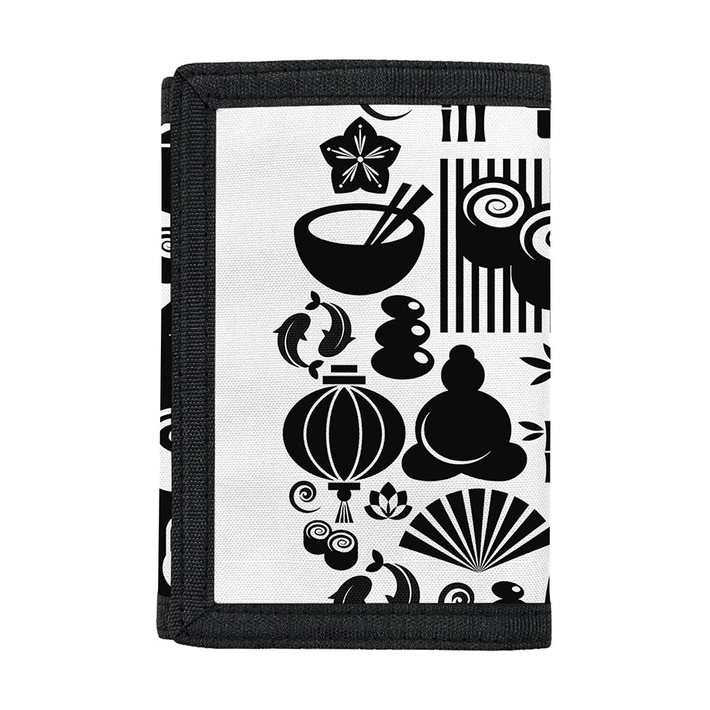 Black And White Japanese Yin Yang Print Trifold Wallet