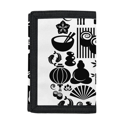 Black And White Japanese Yin Yang Print Trifold Wallet