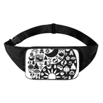 Black And White Japanese Yin Yang Print Waist Bag