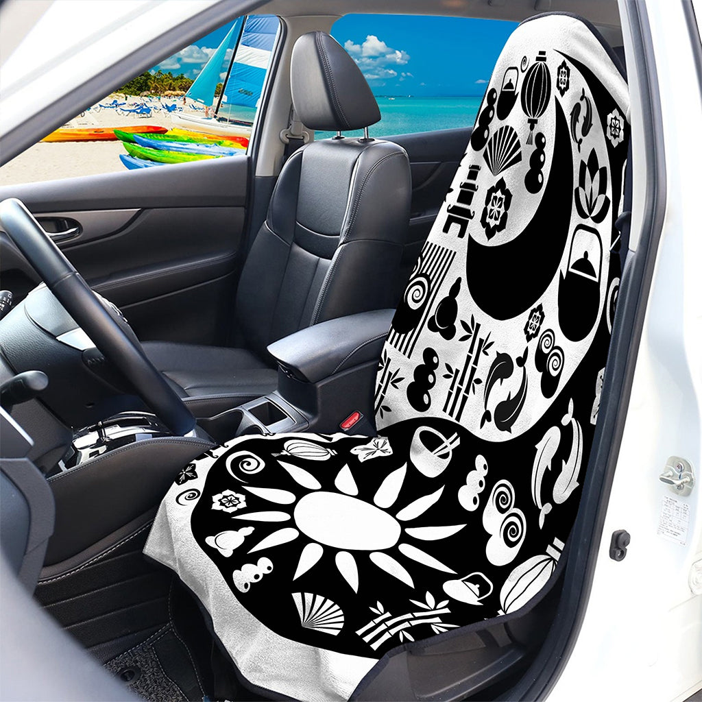 Black And White Japanese Yin Yang Print Waterproof Car Seat Cover