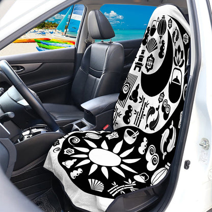 Black And White Japanese Yin Yang Print Waterproof Car Seat Cover