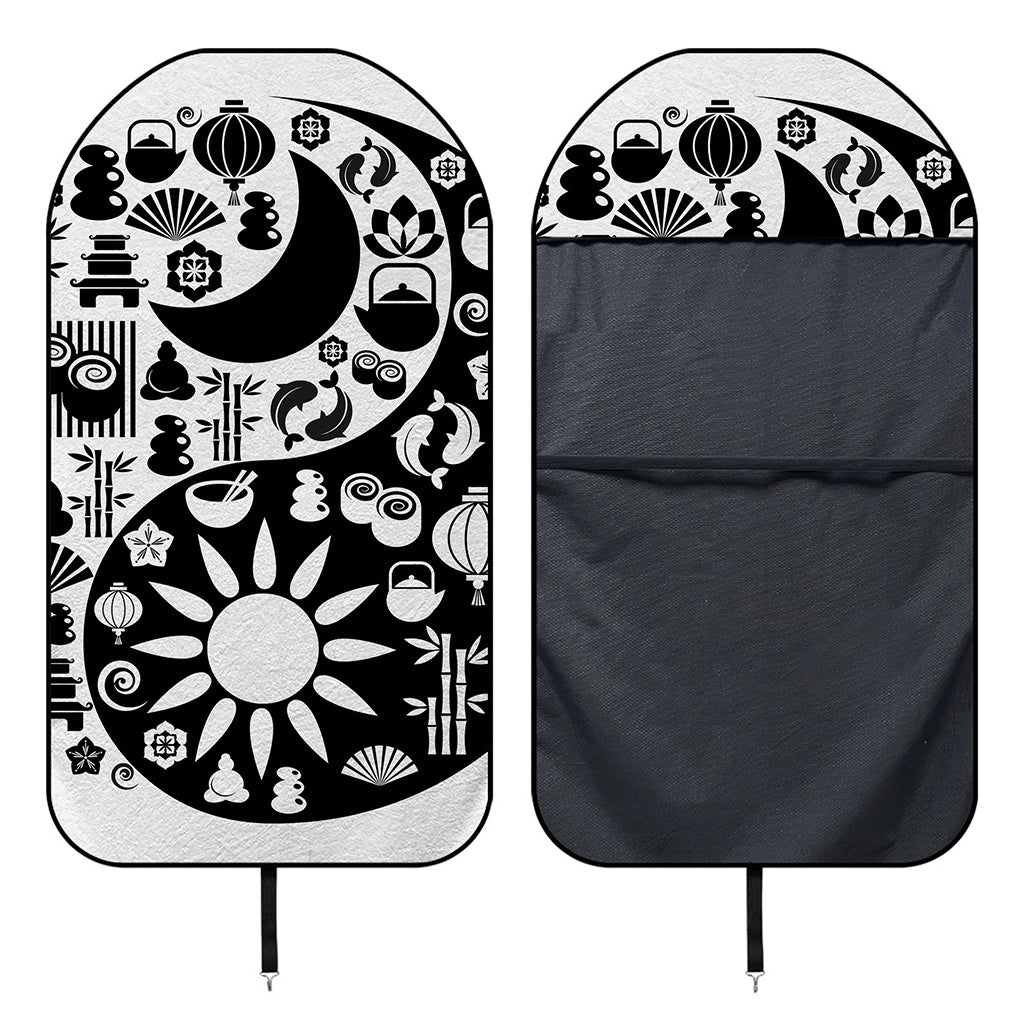 Black And White Japanese Yin Yang Print Waterproof Car Seat Cover
