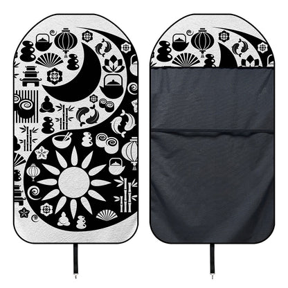 Black And White Japanese Yin Yang Print Waterproof Car Seat Cover