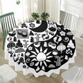 Black And White Japanese Yin Yang Print Waterproof Round Tablecloth