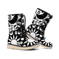 Black And White Japanese Yin Yang Print Winter Boots