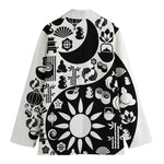 Black And White Japanese Yin Yang Print Women's Blazer