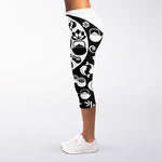 Black And White Japanese Yin Yang Print Women's Capri Leggings