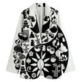 Black And White Japanese Yin Yang Print Women's Cotton Blazer