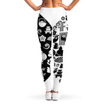 Black And White Japanese Yin Yang Print Women's Leggings