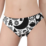 Black And White Japanese Yin Yang Print Women's Panties